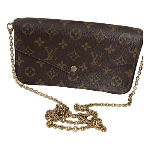 Pre-owned Louis Vuitton Félicie Leather Clutch Bag In Brown