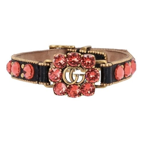 Pre-owned Gucci Leather Bracelet In Red