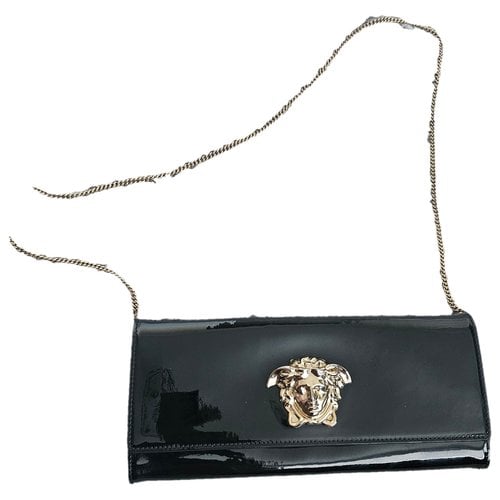 Pre-owned Versace Patent Leather Clutch Bag In Black