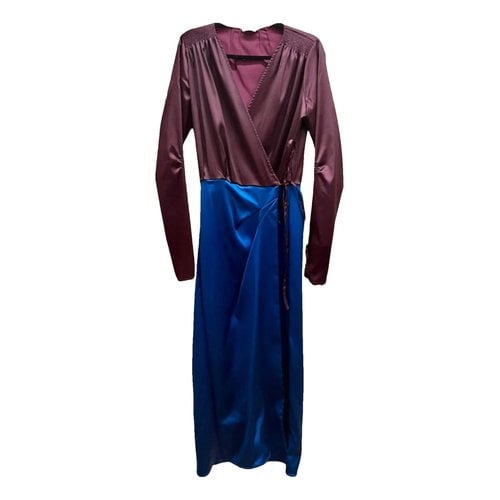 Pre-owned Attico Silk Mid-length Dress In Blue