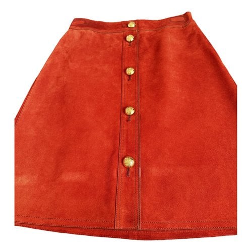 Pre-owned Gucci Leather Mini Skirt In Red