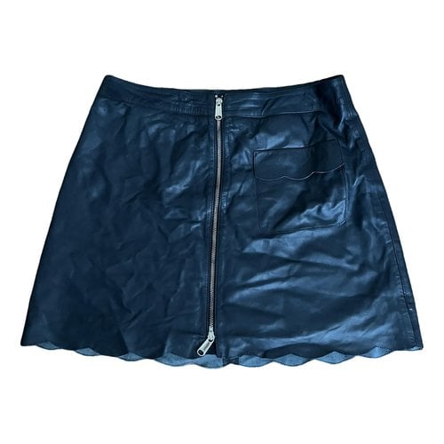 Pre-owned Max & Co Leather Mini Skirt In Blue