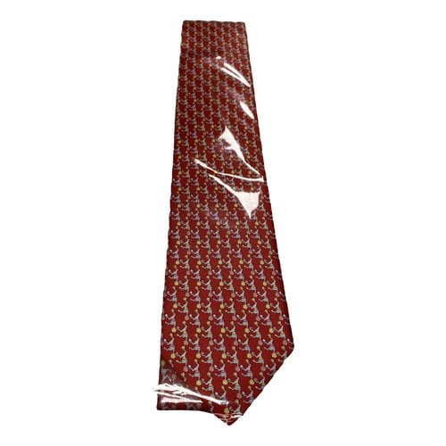 Pre-owned Ferragamo Silk Tie In Red