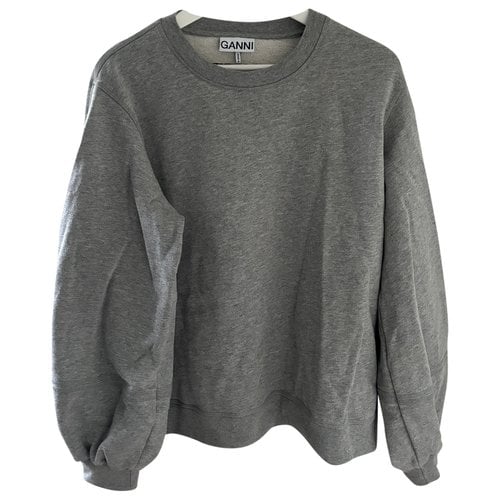 Pre-owned Ganni Jersey Top In Grey