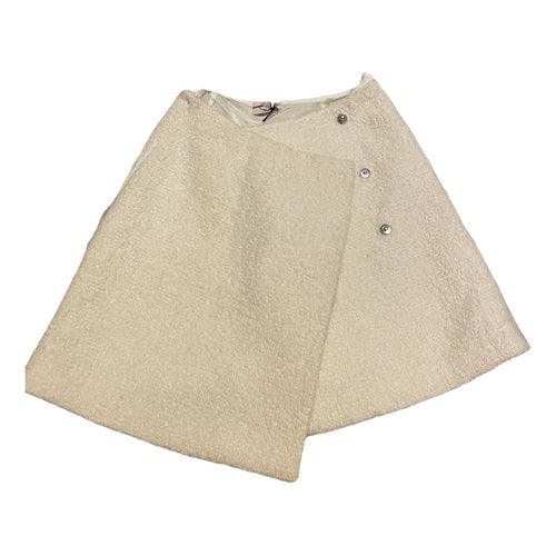 Pre-owned Prada Wool Mini Skirt In Beige
