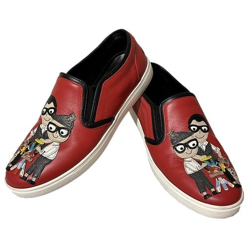 Pre-owned Dolce & Gabbana Leather Flats In Red