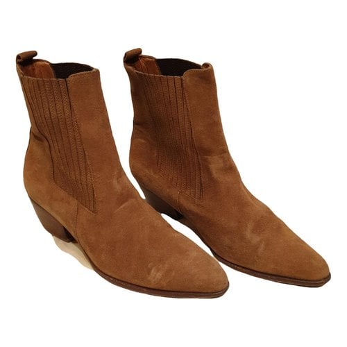 Pre-owned Sandro Western Boots In Camel