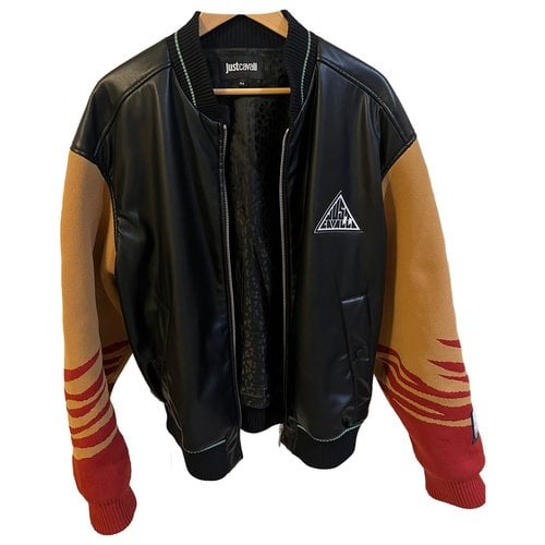 Pre-owned Just Cavalli Vegan Leather Jacket In Black