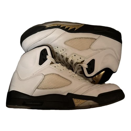Pre-owned Jordan 5 Leather High Trainers In White