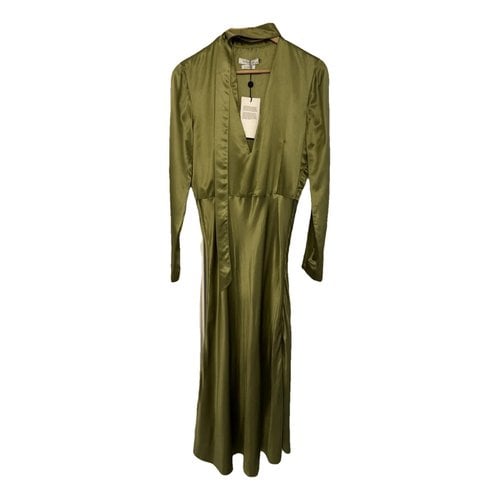 Pre-owned Saks Potts Silk Mid-length Dress In Green