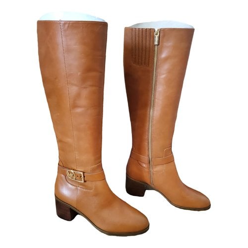 Pre-owned Michael Kors Leather Riding Boots In Brown