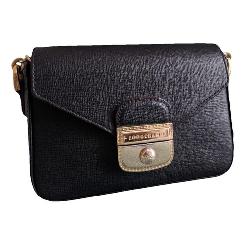 Pre-owned Longchamp Mademoiselle Leather Crossbody Bag In Black