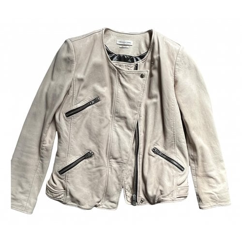Pre-owned Isabel Marant Étoile Leather Jacket In Ecru