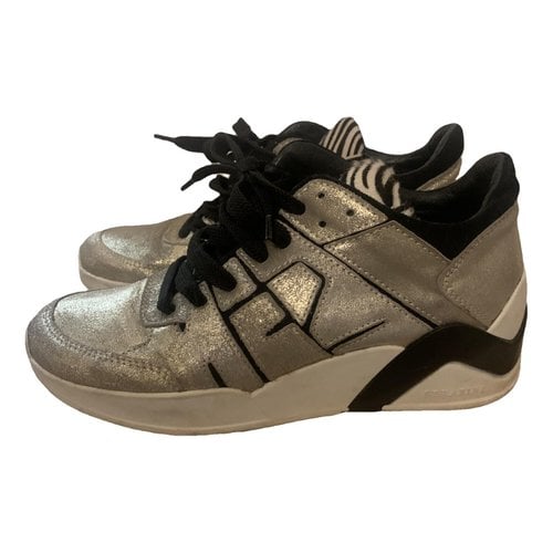 Pre-owned Serafini Leather Trainers In Silver
