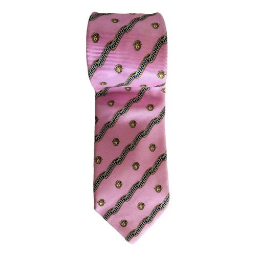 Pre-owned Versace Silk Tie In Pink