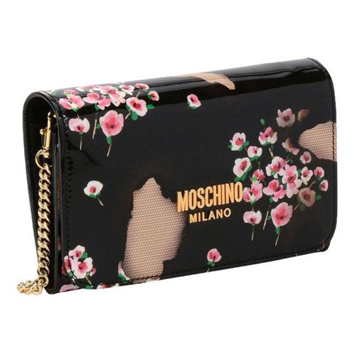 Pre-owned Moschino Patent Leather Clutch Bag In Black