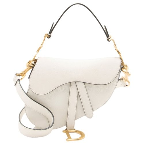 Pre-owned Dior Saddle Leather Crossbody Bag In White