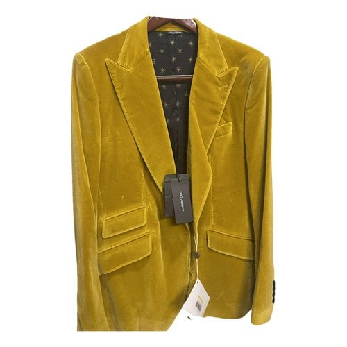 Pre-owned Dolce & Gabbana Velvet Suit In Yellow