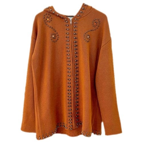 Pre-owned Understated Leather Cardigan In Orange