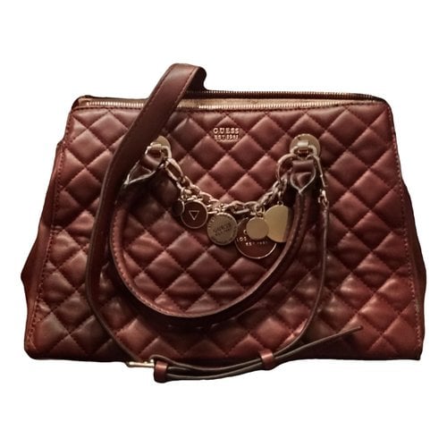 Pre-owned Guess Leather Crossbody Bag In Burgundy