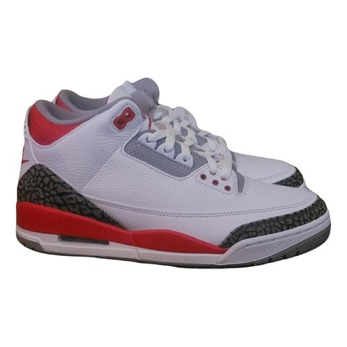 Pre-owned Jordan 3 Leather Trainers In White