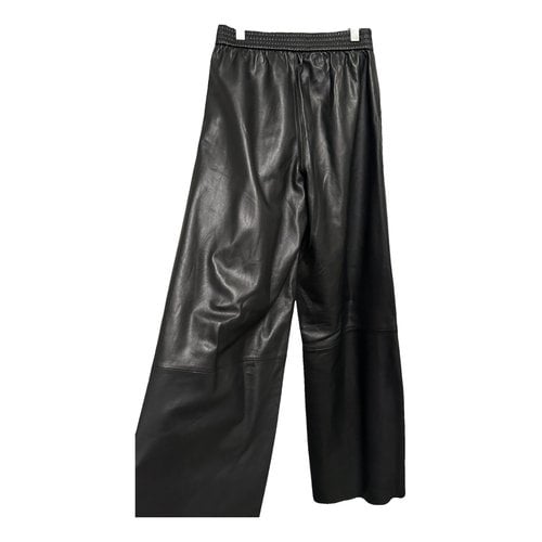 Pre-owned Allsaints Leather Large Pants In Black