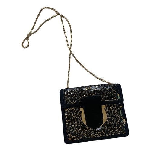 Pre-owned Ferragamo Glitter Clutch Bag In Black