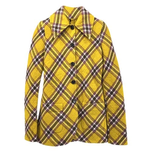 Pre-owned Miu Miu Wool Coat In Yellow
