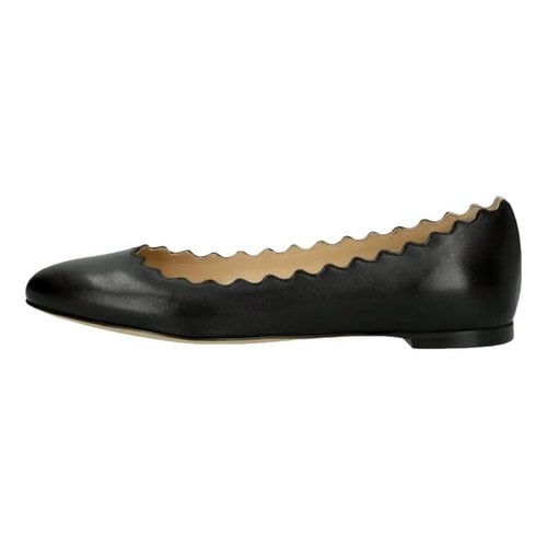 Pre-owned Chloé Leather Ballet Flats In Black