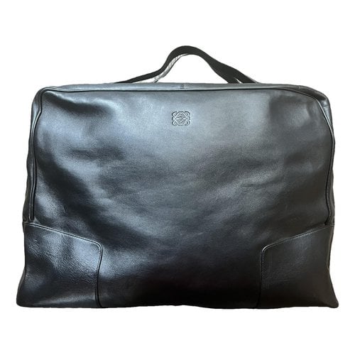 Pre-owned Loewe Leather Travel Bag In Black