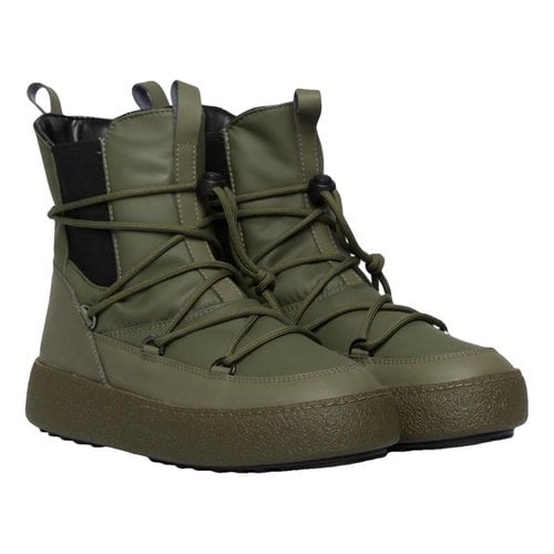 Pre-owned Moon Boot Leather Boots In Khaki