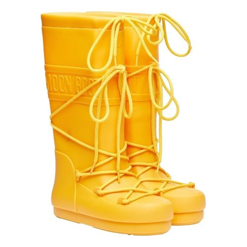 Pre-owned Moon Boot Wellington Boots In Yellow