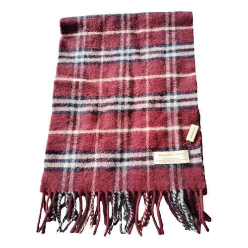 Pre-owned Burberry Wool Scarf & Pocket Square In Burgundy