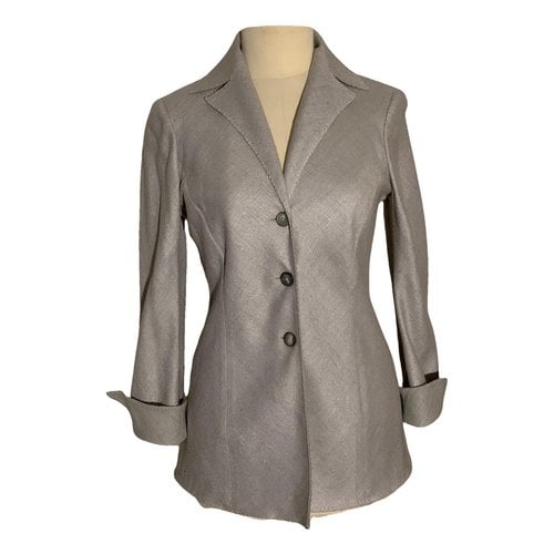 Pre-owned Alberta Ferretti Linen Blazer In Grey