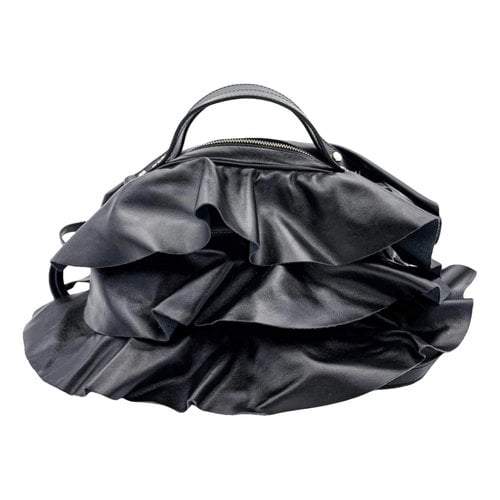 Pre-owned Borbonese Leather Handbag In Black