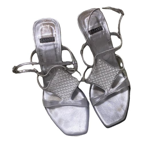 Pre-owned Casadei Leather Sandal In Silver