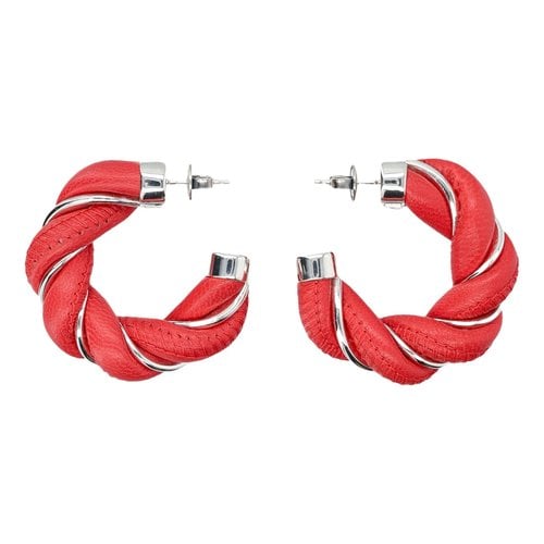 Pre-owned Bottega Veneta Twist Silver Earrings In Red