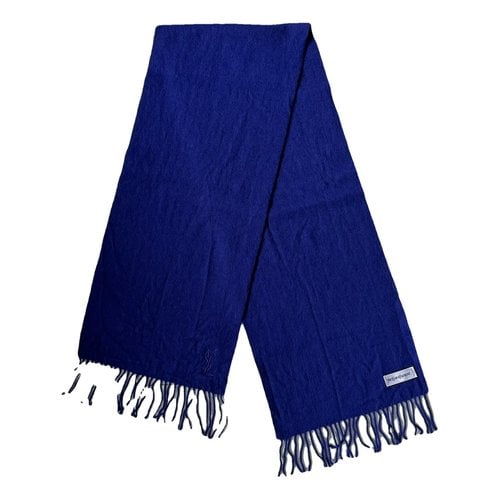 Pre-owned Saint Laurent Wool Scarf & Pocket Square In Blue