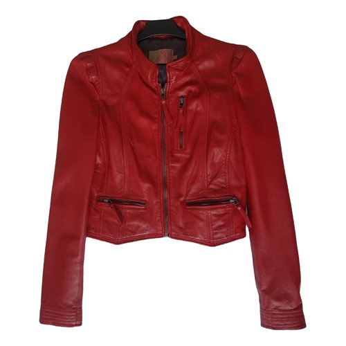 Pre-owned Saint Tropez Leather Jacket In Burgundy