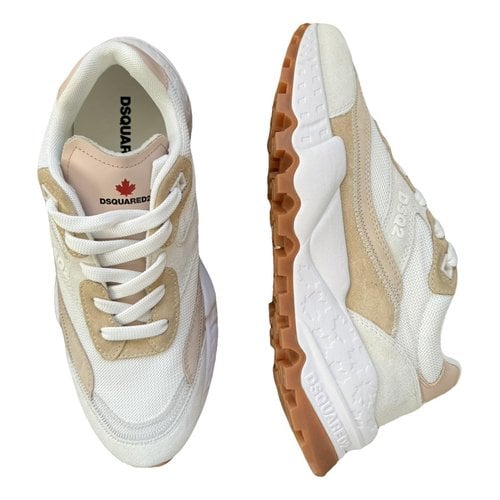Pre-owned Dsquared2 Leather Trainers In Beige