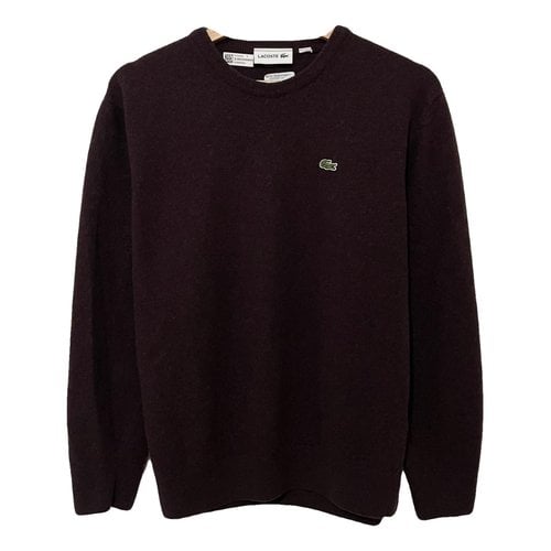 Pre-owned Lacoste Wool Pull In Burgundy