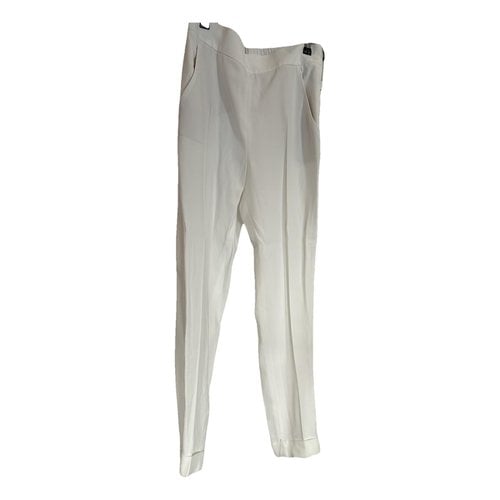 Pre-owned Akris Silk Trousers In White