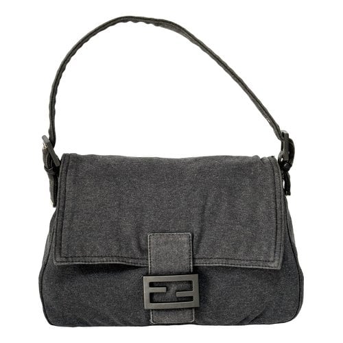 Pre-owned Fendi Mamma Baguette Cloth Handbag In Grey