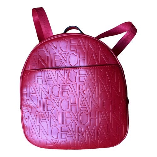 Pre-owned Armani Exchange Leather Backpack In Red