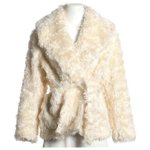 Pre-owned Rochas Faux Fur Coat In White