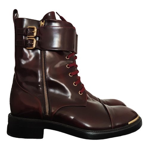 Pre-owned Louis Vuitton Leather Boots In Burgundy