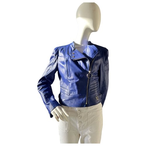 Pre-owned Marciano Leather Short Vest In Blue