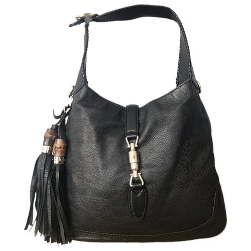 Pre-owned Gucci Jackie Vintage Leather Handbag In Black