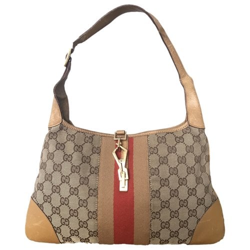 Pre-owned Gucci Jackie Vintage Cloth Handbag In Beige