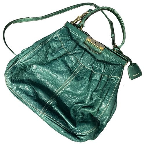 Pre-owned Miu Miu Matelassé Leather Handbag In Green
